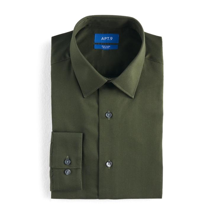 Men's Apt. 9&reg; Slim-fit Easy-care Dress Shirts, Size: 15-32/33, Green