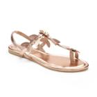 Candie's&reg; Women's Floral Strap Toe Loop Sandals, Size: Medium, Gold