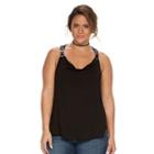 Plus Size Rock & Republic&reg; Drapeneck Racerback Tank, Women's, Size: 0x, Black
