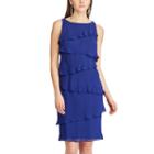 Women's Chaps Tiered Georgette Sheath Dress, Size: 16, Blue