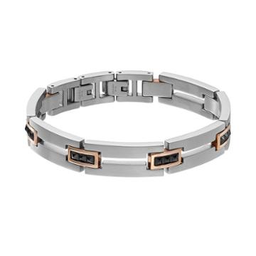 Stel Men's Tri-tone Stainless Steel Pyramid Rectangle Link Bracelet, Size: 8.5, Multicolor