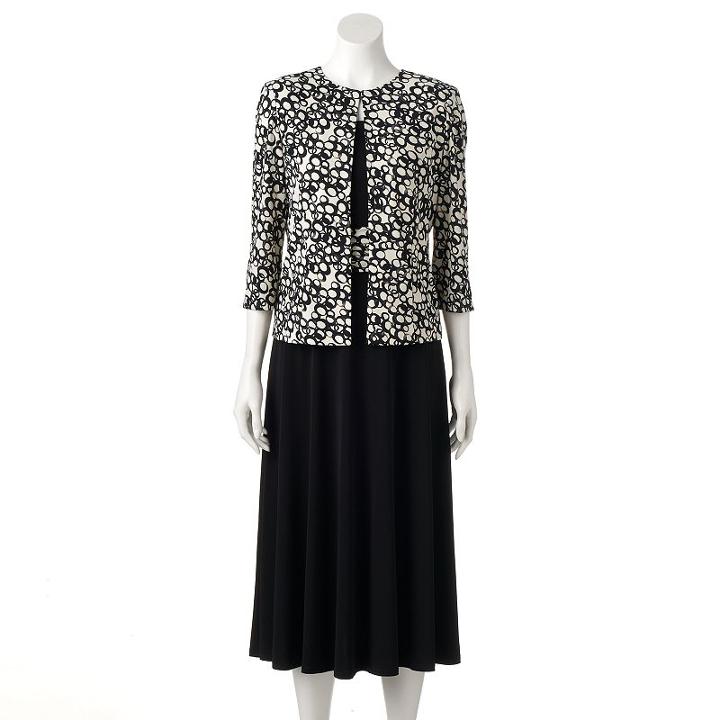 Women's Jessica Howard Abstract Geometric A-line Dress & Jacket Set, Size: 12, Grey Other