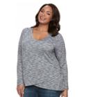 Plus Size Croft & Barrow&reg; Print High-low V-neck Tee, Women's, Size: 1xl, Grey