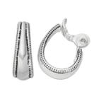 Napier Textured Edge Nickel Free Clip On Hoop Earrings, Women's, Silver
