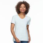 Petite Croft & Barrow&reg; V-neck Tee, Women's, Size: M Petite, Light Blue