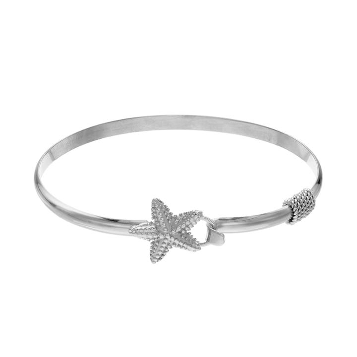 Sterling Silver Starfish Bangle Bracelet, Women's, Grey