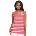 Women's Croft & Barrow&reg; Striped Jacquard Tank Top, Size: Medium, Brt Red