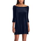Women's Chaps Velvet Off-the-shoulder Shift Dress, Size: Xs, Blue (navy)