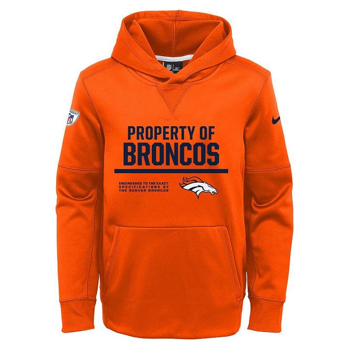 Boys 8-20 Nike Denver Broncos Circuit Therma-fit Hoodie, Boy's, Size: S(8), Brt Orange