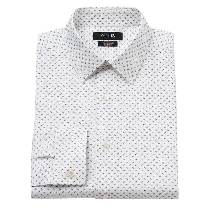 Men's Apt. 9&reg; Slim-fit Premier Flex Collar Stretch Dress Shirt, Size: 15.5-34/35, White