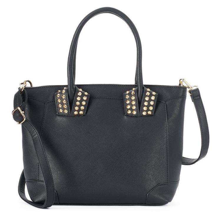 Kiss Me Couture Studded Convertible Satchel, Women's, Black