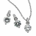 Silver Tone Simulated Crystal Circle Pendant And Drop Earring Set, Women's, Multicolor
