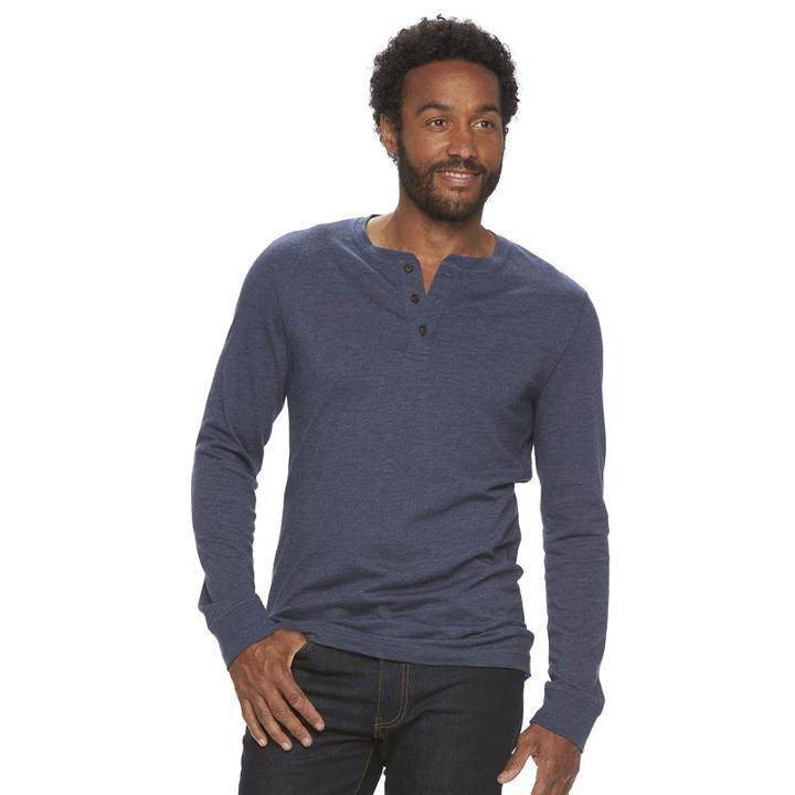 Men's Croft & Barrow&reg; Classic-fit Easy-care Henley, Size: Large, Dark Blue