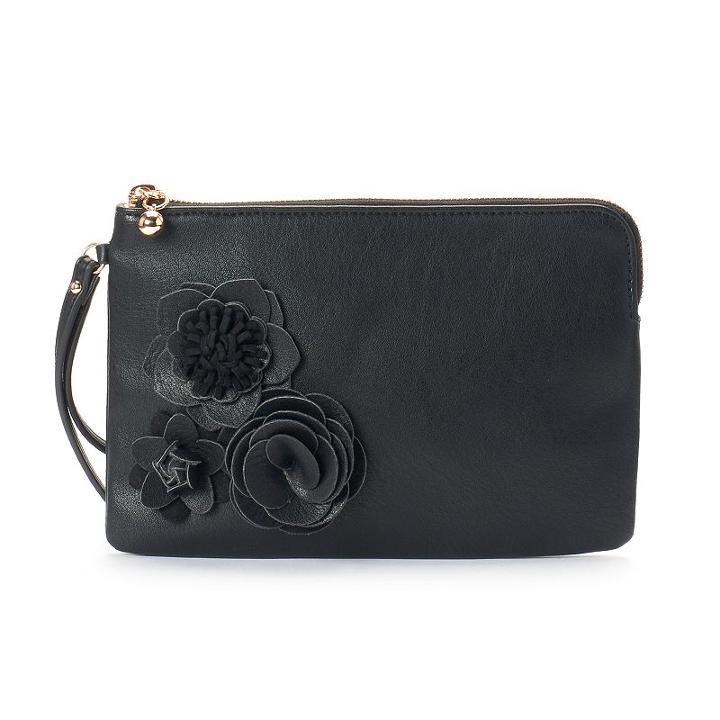 Lc Lauren Conrad Lili Floral Wristlet, Women's, Black
