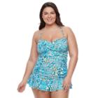 Plus Size Apt. 9&reg; Print Twist-front Swimdress, Women's, Size: 1xl, Dark Green