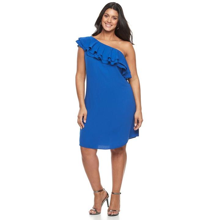 Plus Size Apt. 9 One Shoulder Ruffle Dress, Women's, Size: 1xl, Blue