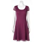 Women's Suite 7 Shadow Stripe Fit & Flare Dress, Size: 10, Dark Red