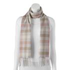 Softer Than Cashmere Pastel Buffalo Check Fringed Oblong Scarf, Women's, Brown