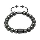 Men's Stainless Steel Hematite Beaded Bolo Bracelet, Size: 8.5, Black