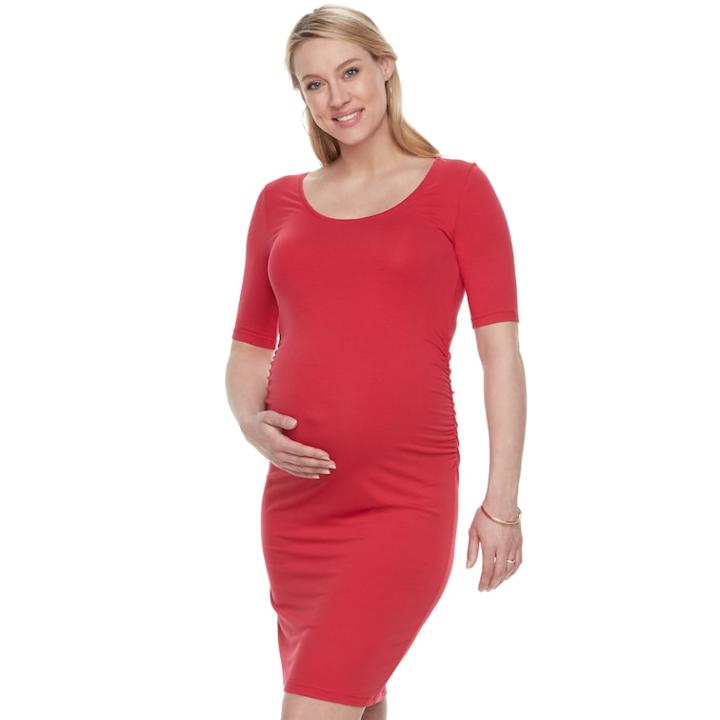 Maternity A:glow Ruched Sheath Dress, Women's, Size: L-mat, Med Pink