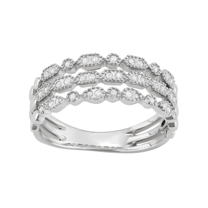 14k White Gold 1/5 Carat T.w. Diamond Split Shank Ring, Women's, Size: 8