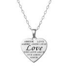 Sterling Silver Love Heart Pendant Necklace, Women's, Size: 18, Grey