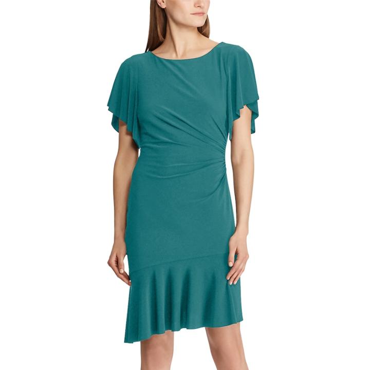 Women's Chaps Floral Flounce Hem Dress, Size: Xl, Green