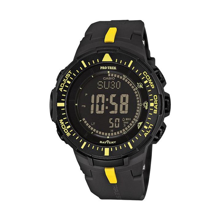 Casio Men's Pro Trek Triple Sensor Solar Digital Watch, Black