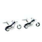 Bey-berk Rhodium-plated Motorcycle Cuff Links, Men's, Silver