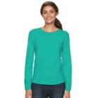 Women's Croft & Barrow&reg; Cozy Ribbed Crewneck Sweater, Size: Medium, Turquoise/blue (turq/aqua)