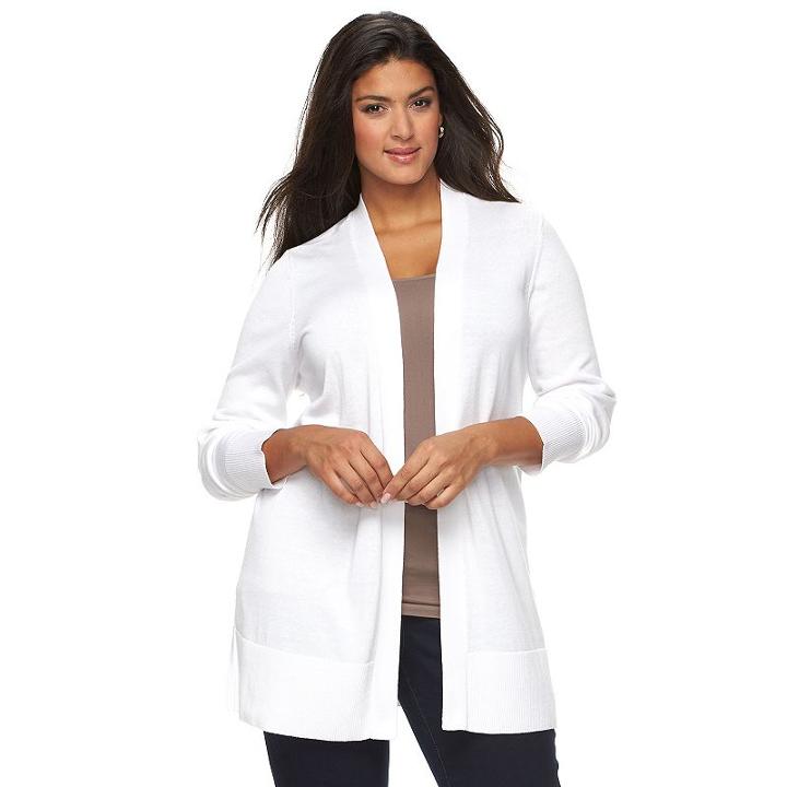 Plus Size Croft & Barrow&reg; Open-front Cardigan, Women's, Size: 1xl, White