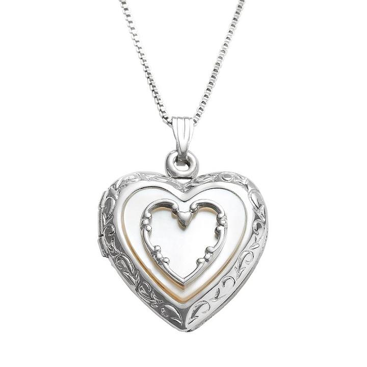 Sterling Silver Mother-of-pearl Heart Locket, Women's, Grey