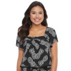 Juniors' Candie's&reg; Pom-pom Squareneck Top, Girl's, Size: Large, Black