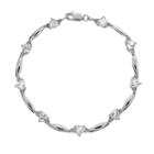 Sterling Silver White Topaz And Diamond Accent Heart Bracelet, Women's, Size: 7.5
