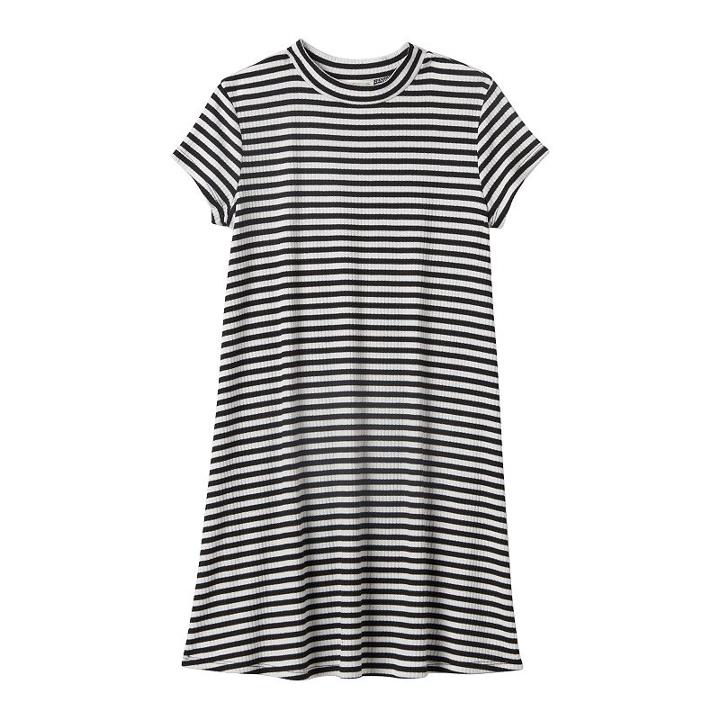 Girls 7-16 Fire Ribbed Mockneck Shift Dress, Girl's, Size: Large, Black