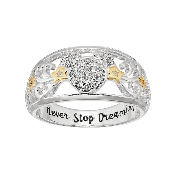 Disney's Mickey Mouse Two Tone Crystal Star Ring, Women's, Size: 9, White