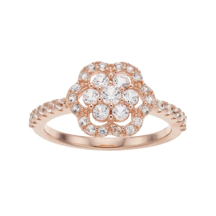 Pure Radiance Diamond Accent Flower Ring, Women's, Size: 9, White
