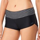 Women's Speedo Striped-waist Boyshort Swim Bottoms, Size: Xl, Black White