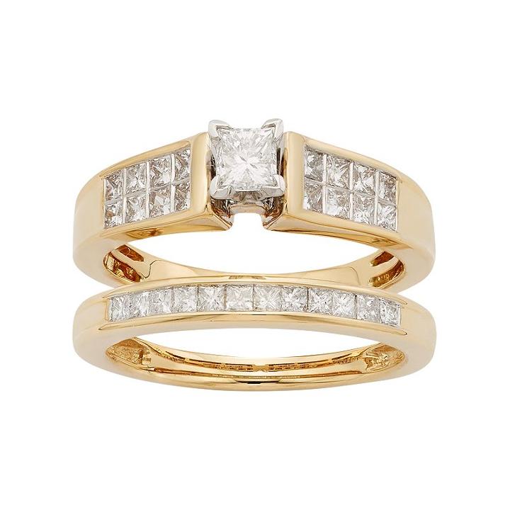 14k Gold Igl Certified 1 Carat T.w. Diamond Engagement Ring Set, Women's, Size: 6.50, White
