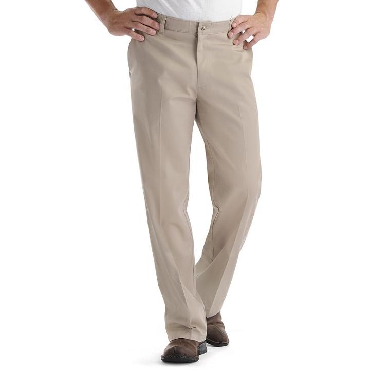 Men's Lee Custom Fit Relaxed-fit Flat-front Pants, Size: 33x29, Med Beige