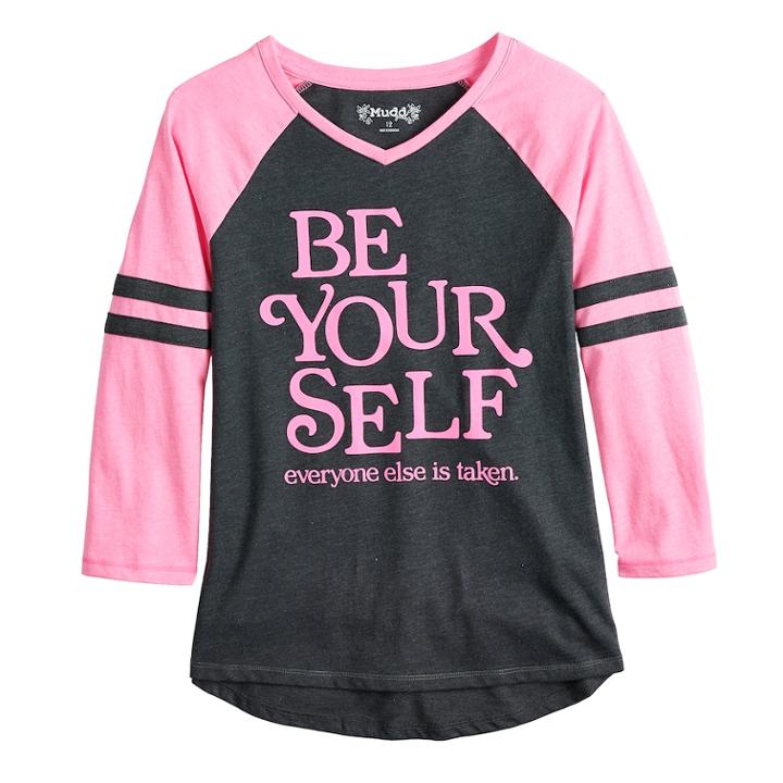 Girls 7-16 & Plus Size Mudd&reg; 3/4-sleeve Raglan Graphic Tee, Size: 18 1/2, Dark Grey