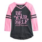 Girls 7-16 & Plus Size Mudd&reg; 3/4-sleeve Raglan Graphic Tee, Size: 18 1/2, Dark Grey