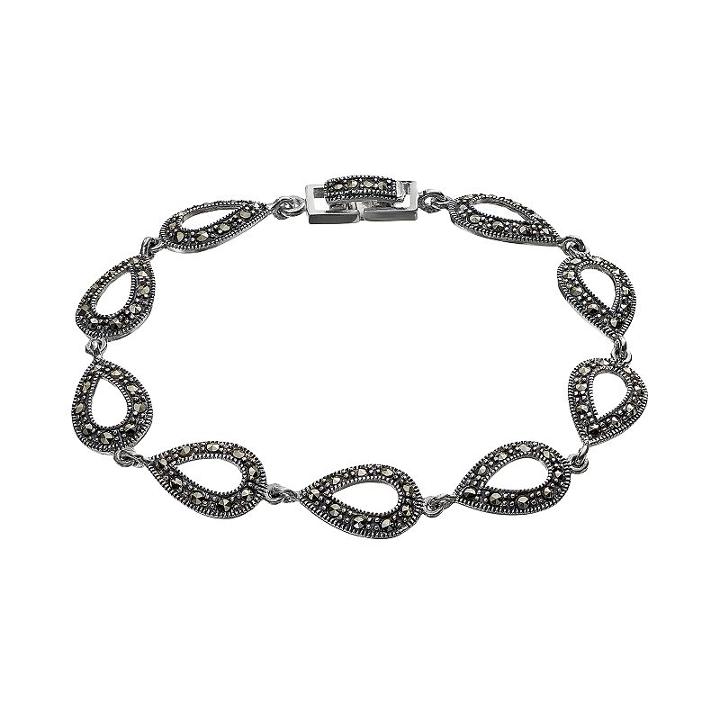 Tori Hill Marcasite Sterling Silver Teardrop Bracelet, Women's, Size: 7.25, Grey
