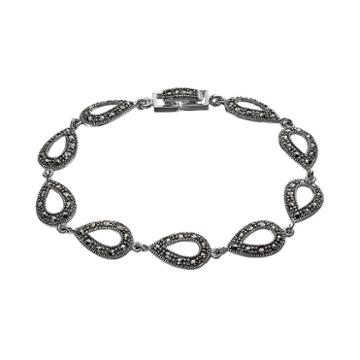 Tori Hill Marcasite Sterling Silver Teardrop Bracelet, Women's, Size: 7.25, Grey
