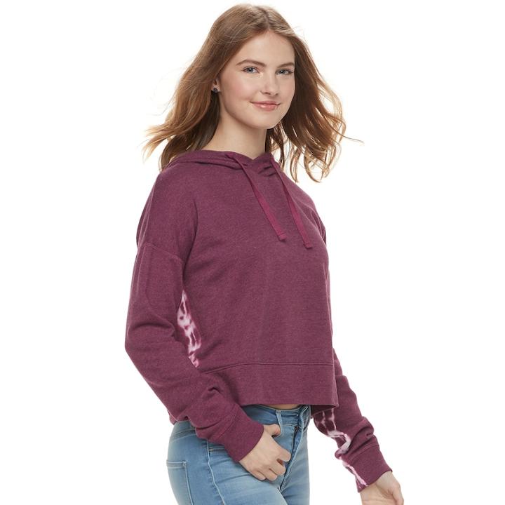 Juniors' So&reg; Tie-dye Crop Hoodie, Teens, Size: Small, Drk Purple