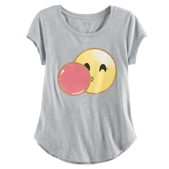 Girls 7-16 & Plus Size So&reg; Rolled Cuff Graphic Tee, Girl's, Size: 14 1/2, Med Grey