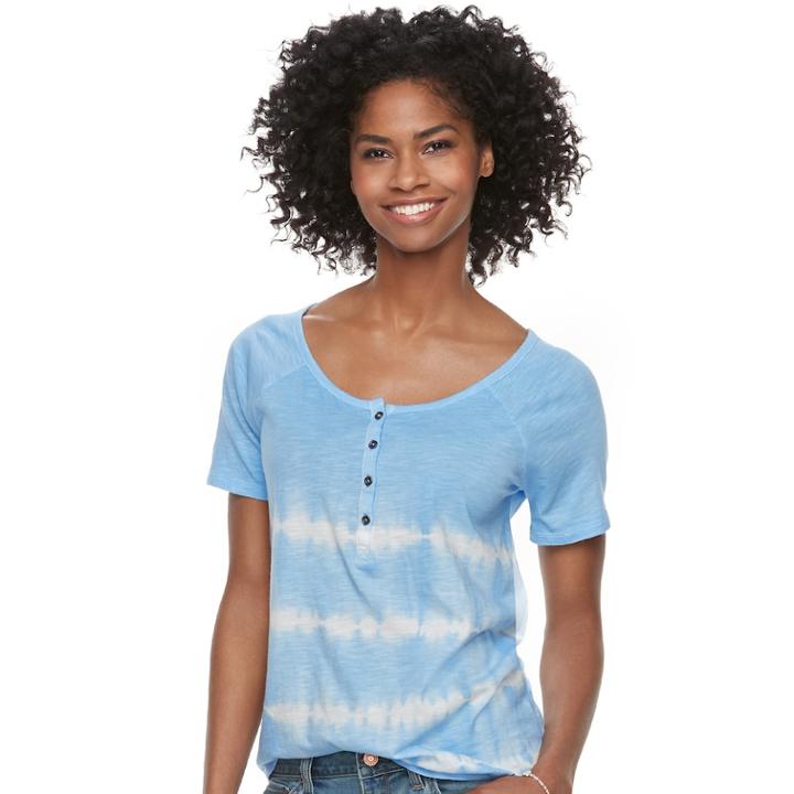 Women's Sonoma Goods For Life&trade; Raglan Henley Tee, Size: Xs, Light Blue