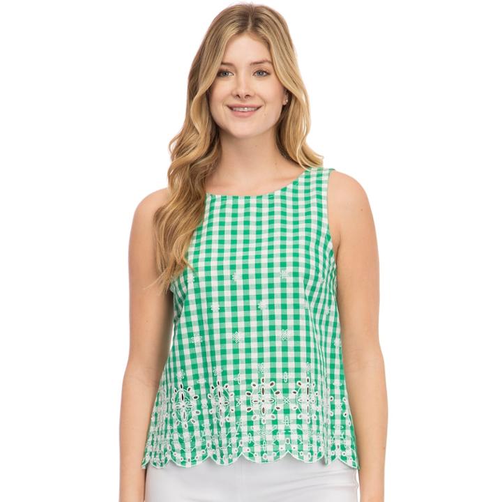 Women's Izod Eyelet Embroidered Tank, Size: Large, Green