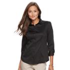 Women's Dana Buchman Button-down Camp Shirt, Size: Medium, Black