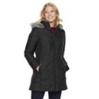 Women's Weathercast Hooded Diamond-quilted Puffer Jacket, Size: Medium, Black